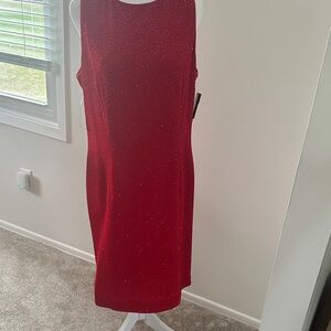 David Warren Chic Red Sleeveless sequin Midi Dress size 12
